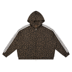 Sudadera unisex con cremallera completa y estampado de leopardo