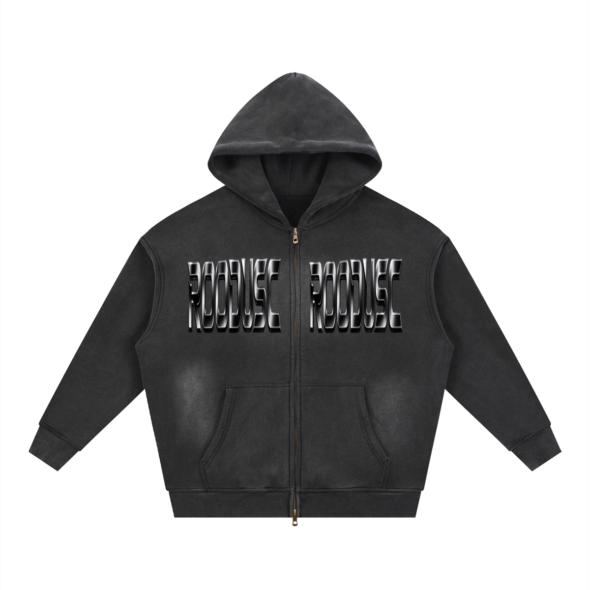 Sunfade two-way zipper boxy fleece hoodie