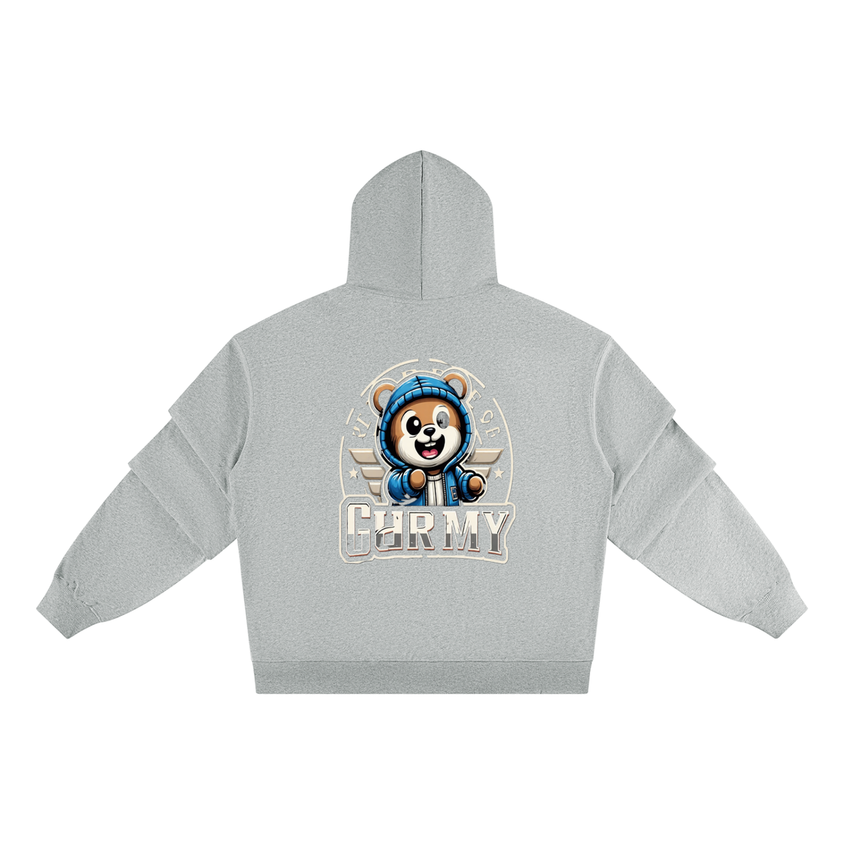 ROODUSC- Sudadera con capucha unisex de gramaje pesado y mangas fruncidas