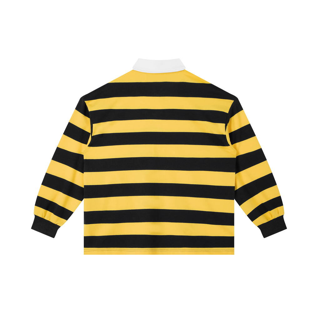 ROODUSC Striped Long-Sleeve Polo — Eagle Chest Emblem