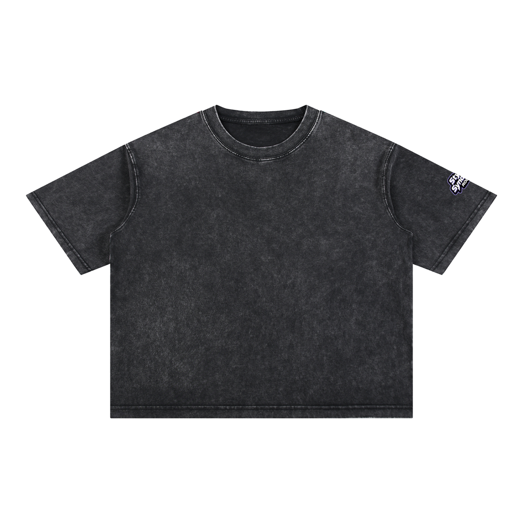 ROODUSC - Camiseta de algodón de corte cuadrado con lavado mineral