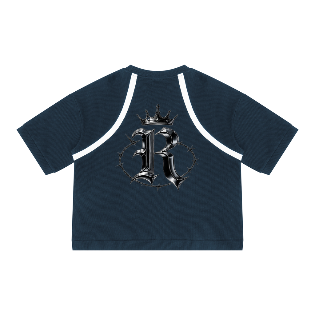 ROODUSC**Camiseta Unisex de Corte Cuadrado con Bloques de Color y Textura Waffle
