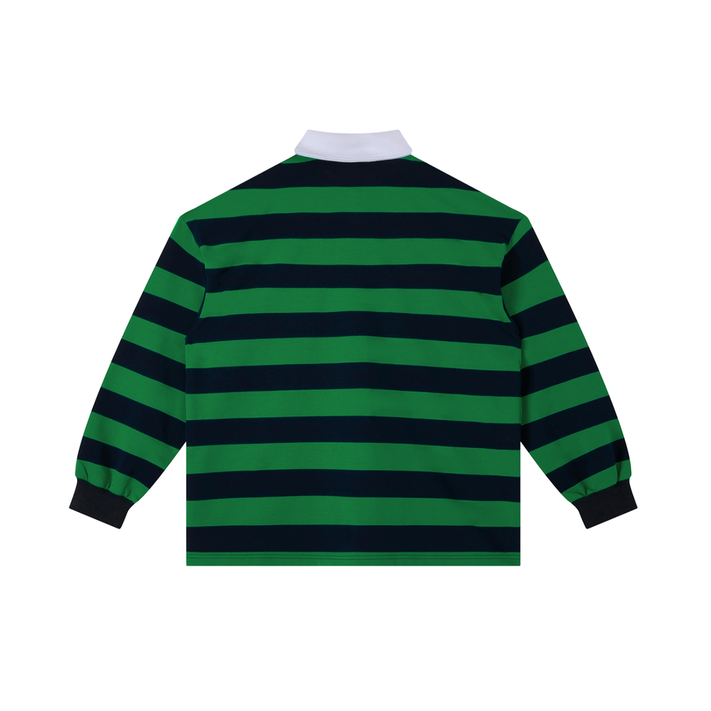 ROODUSC Striped Long-Sleeve Polo — Eagle Chest Emblem