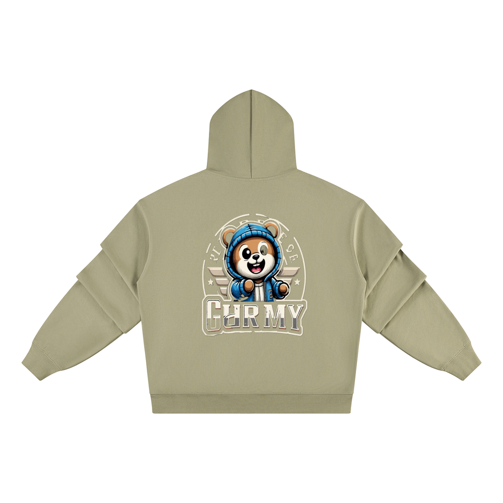 Unisex heavyweight ruched sleeves hoodie