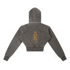 Vintage washed cropped fleece hoodie