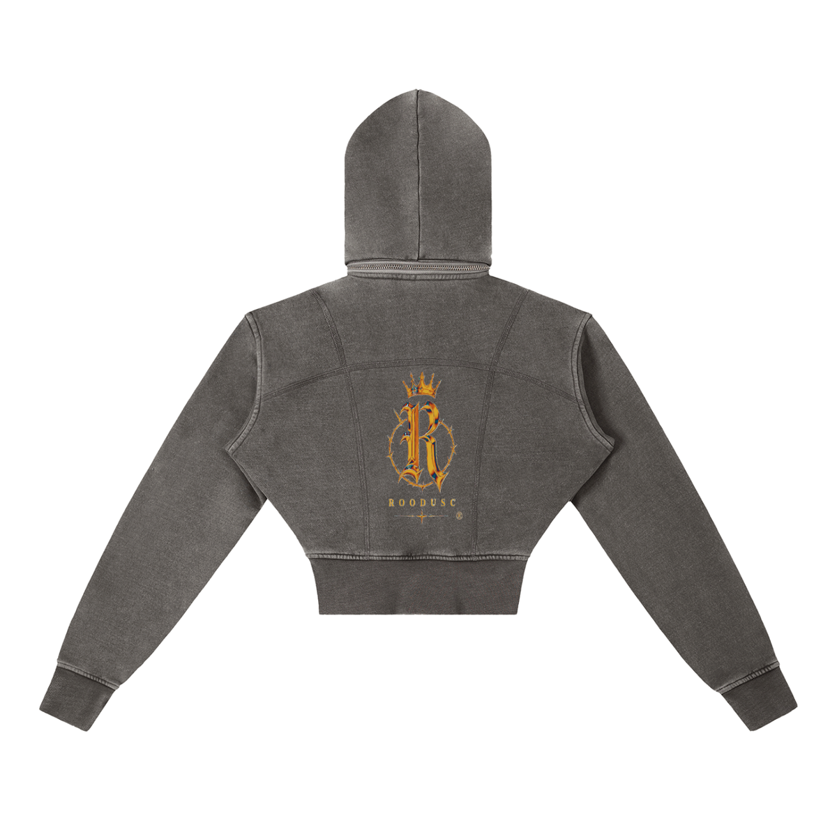Vintage washed cropped fleece hoodie