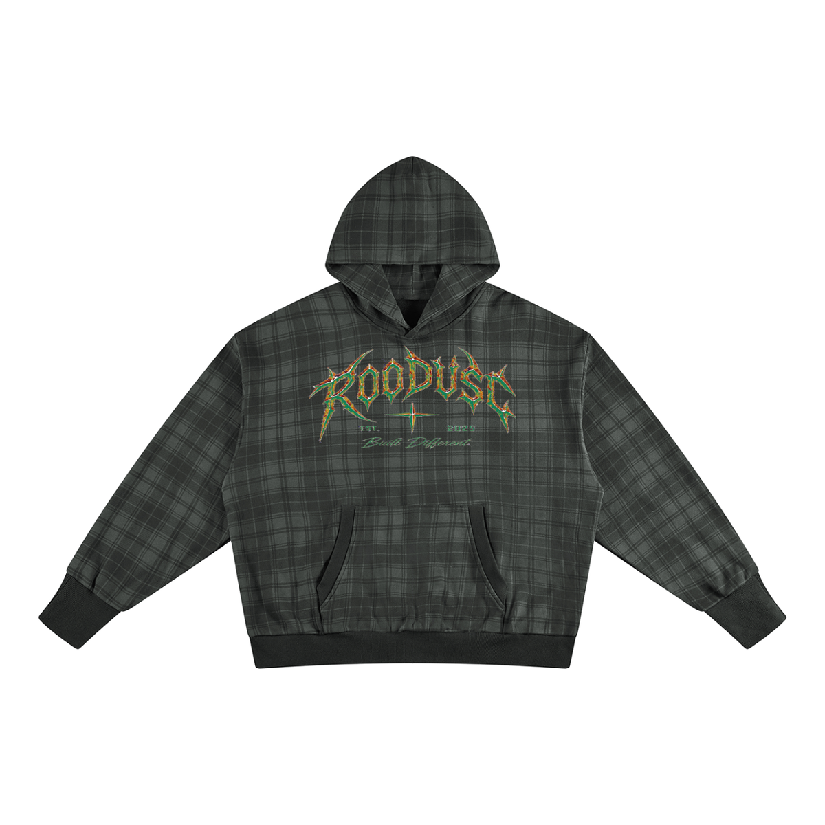 Unisex plaid color block hoodie