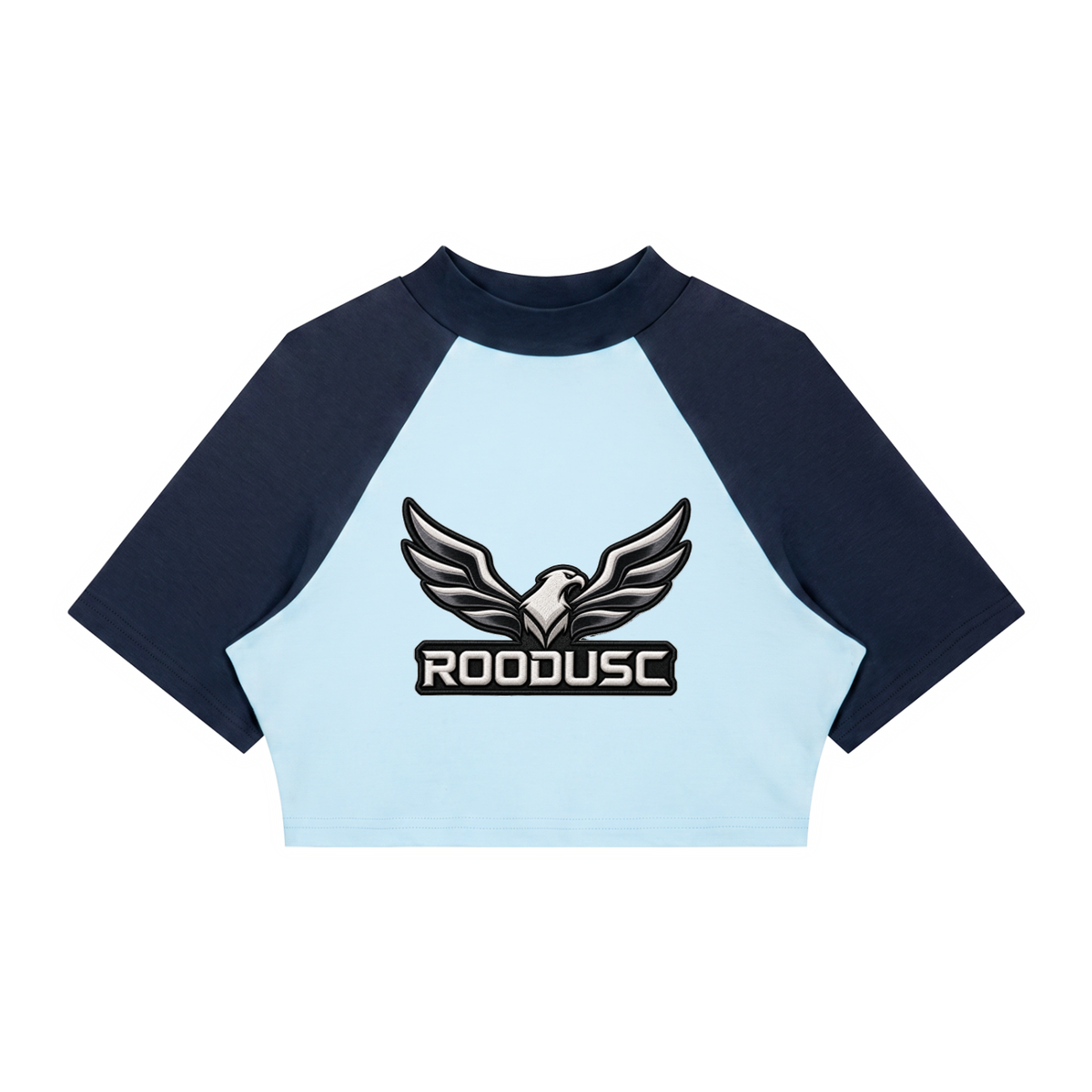 ROODUSC- Camiseta corta de manga raglán con bloques de color para mujer