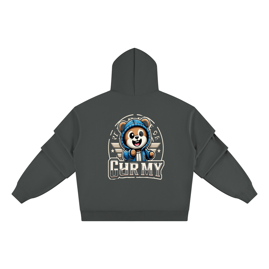 Unisex heavyweight ruched sleeves hoodie