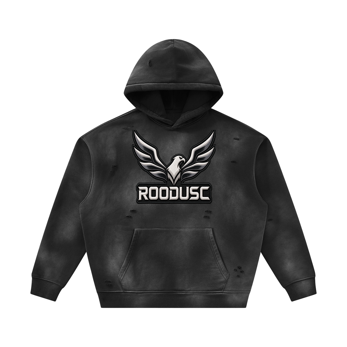 Sunfade two-way zipper boxy fleece hoodie