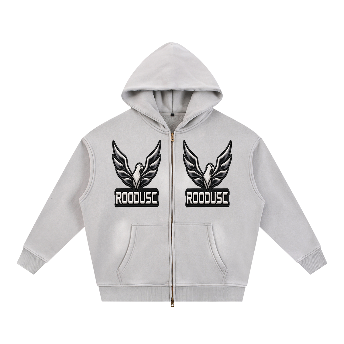 Sunfade two-way zipper boxy fleece hoodie