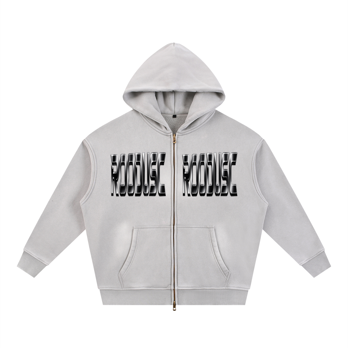 Sunfade two-way zipper boxy fleece hoodie