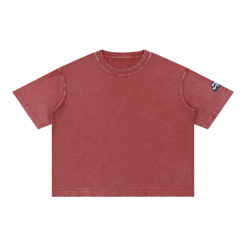 ROODUSC - Camiseta de algodón de corte cuadrado con lavado mineral