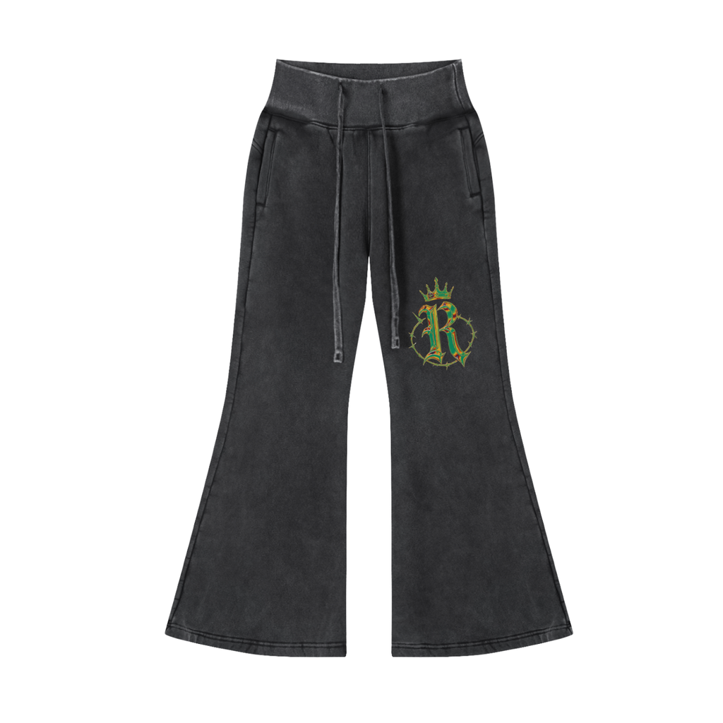 Vintage washed flared fleece pants