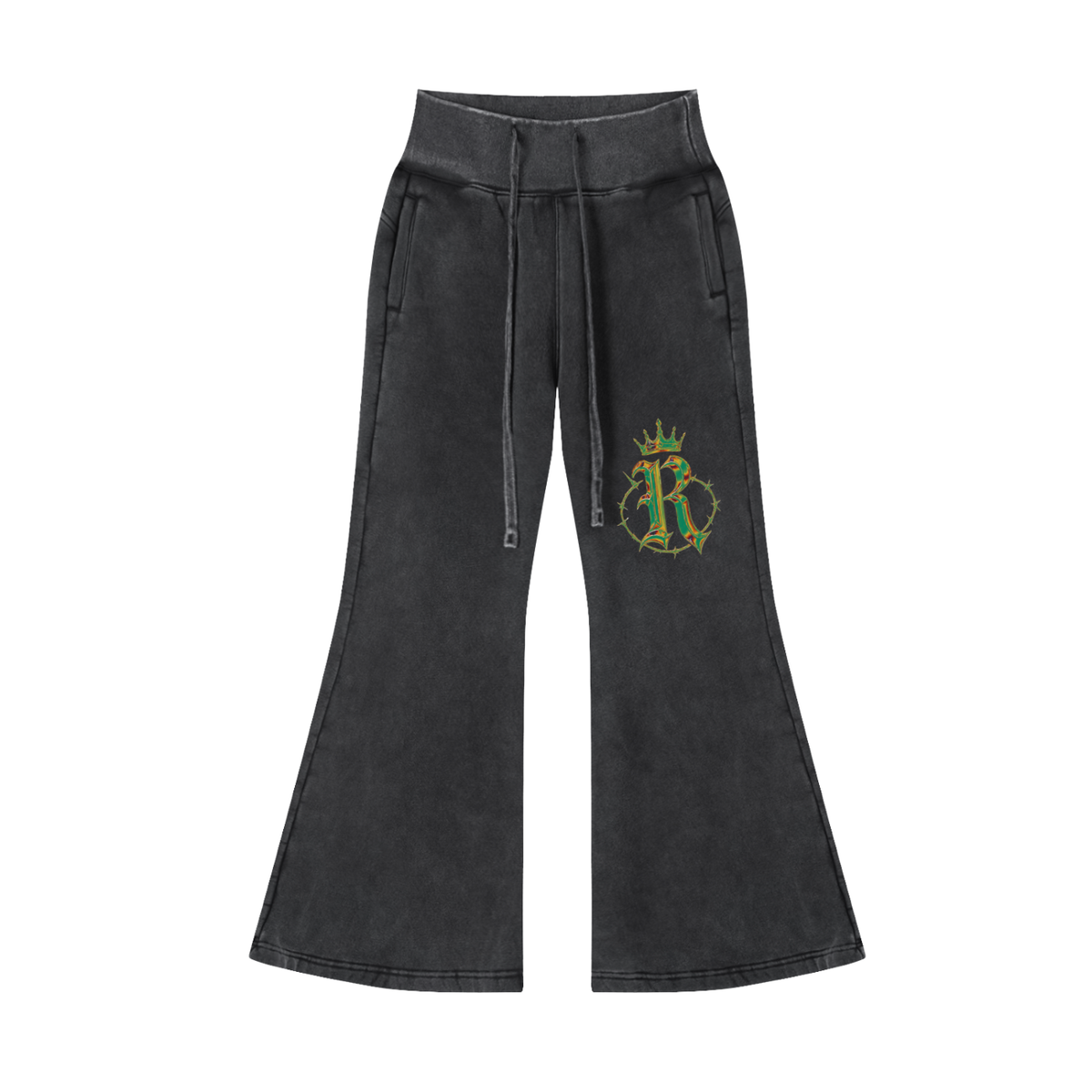 Vintage washed flared fleece pants