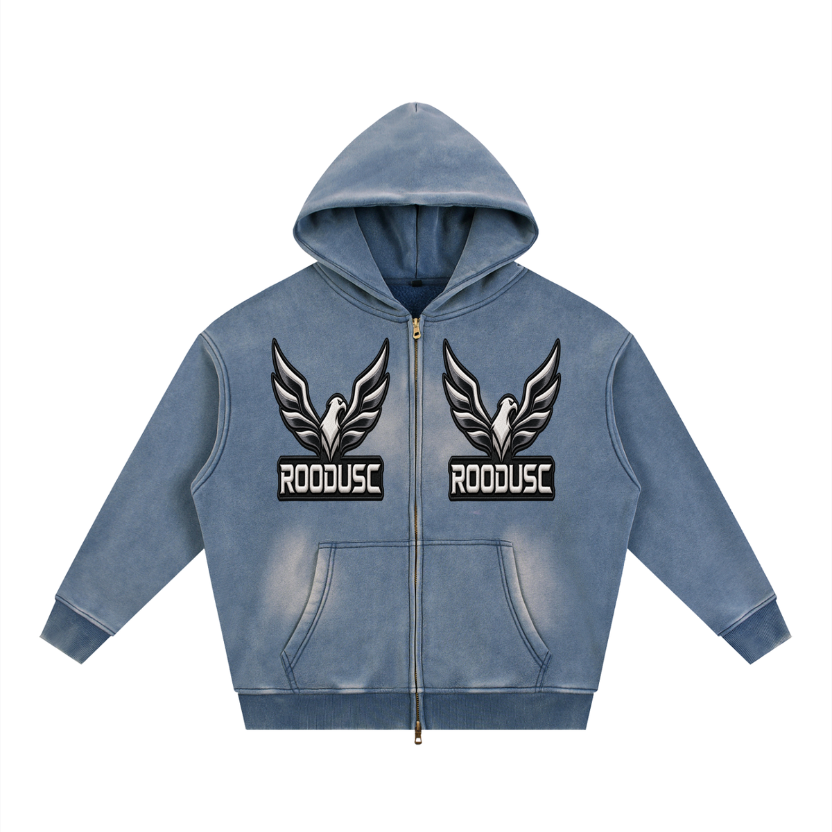 Sunfade two-way zipper boxy fleece hoodie