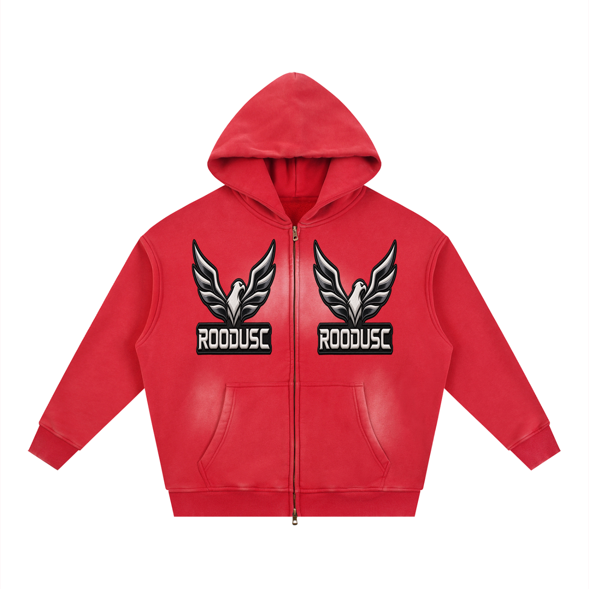 Sunfade two-way zipper boxy fleece hoodie
