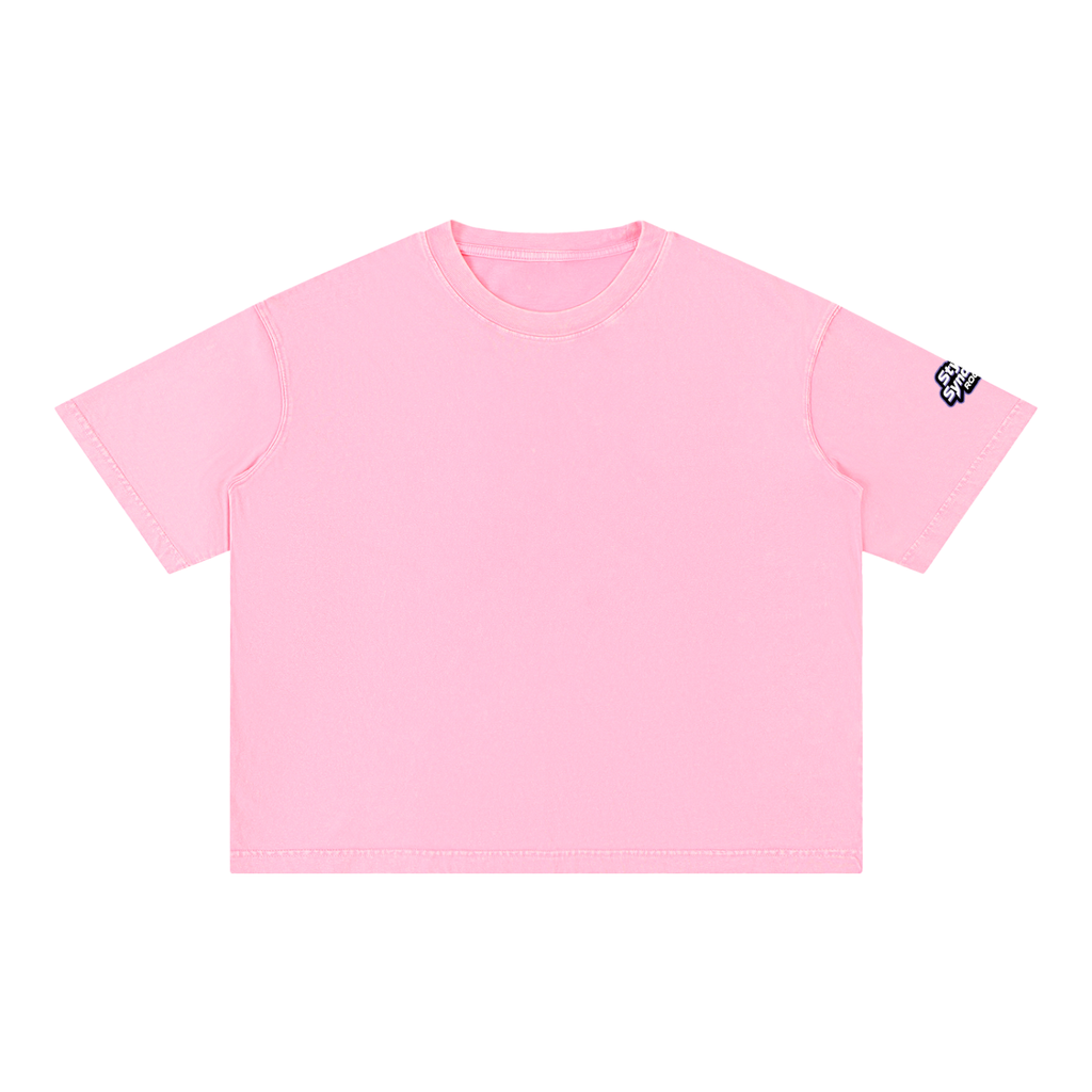 ROODUSC - Camiseta de algodón de corte cuadrado con lavado mineral