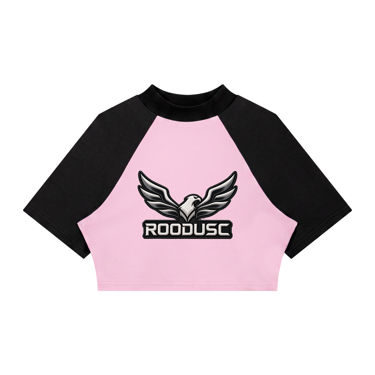ROODUSC- Camiseta corta de manga raglán con bloques de color para mujer