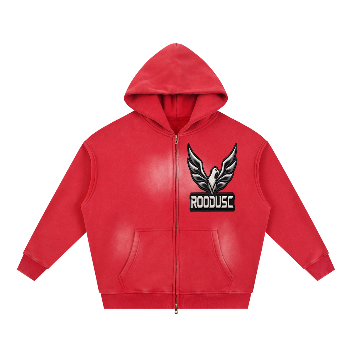 Sunfade two-way zipper boxy fleece hoodie