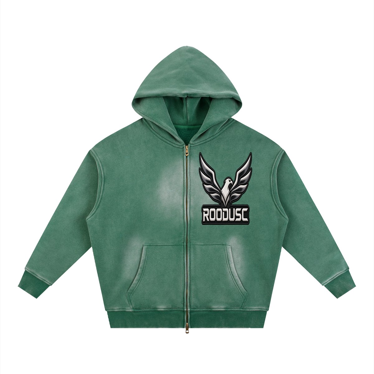 Sunfade two-way zipper boxy fleece hoodie