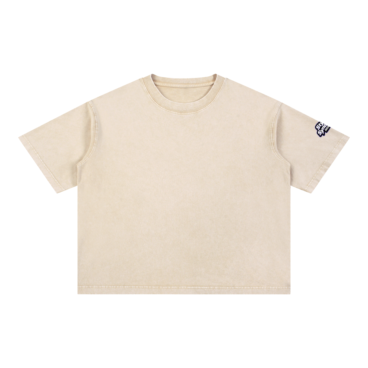 ROODUSC - Camiseta de algodón de corte cuadrado con lavado mineral