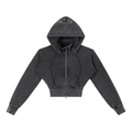 Vintage washed cropped fleece hoodie