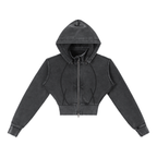 Vintage washed cropped fleece hoodie