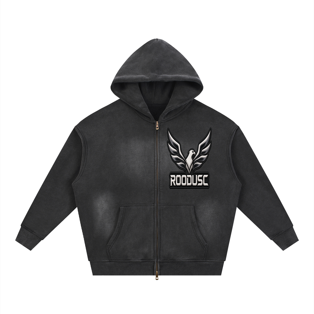 Sunfade two-way zipper boxy fleece hoodie