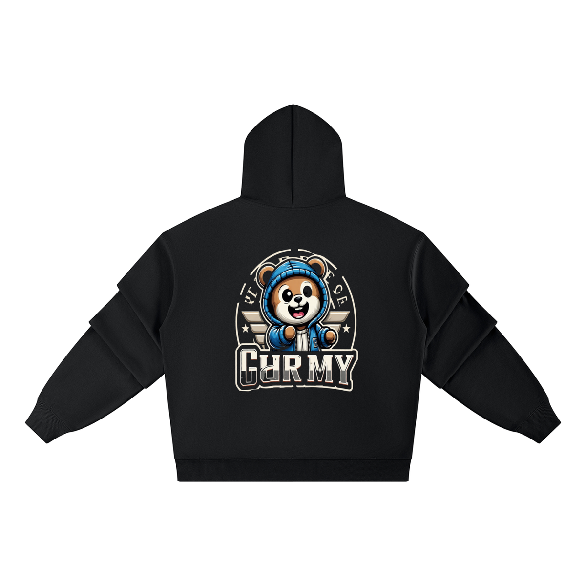 ROODUSC- Sudadera con capucha unisex de gramaje pesado y mangas fruncidas