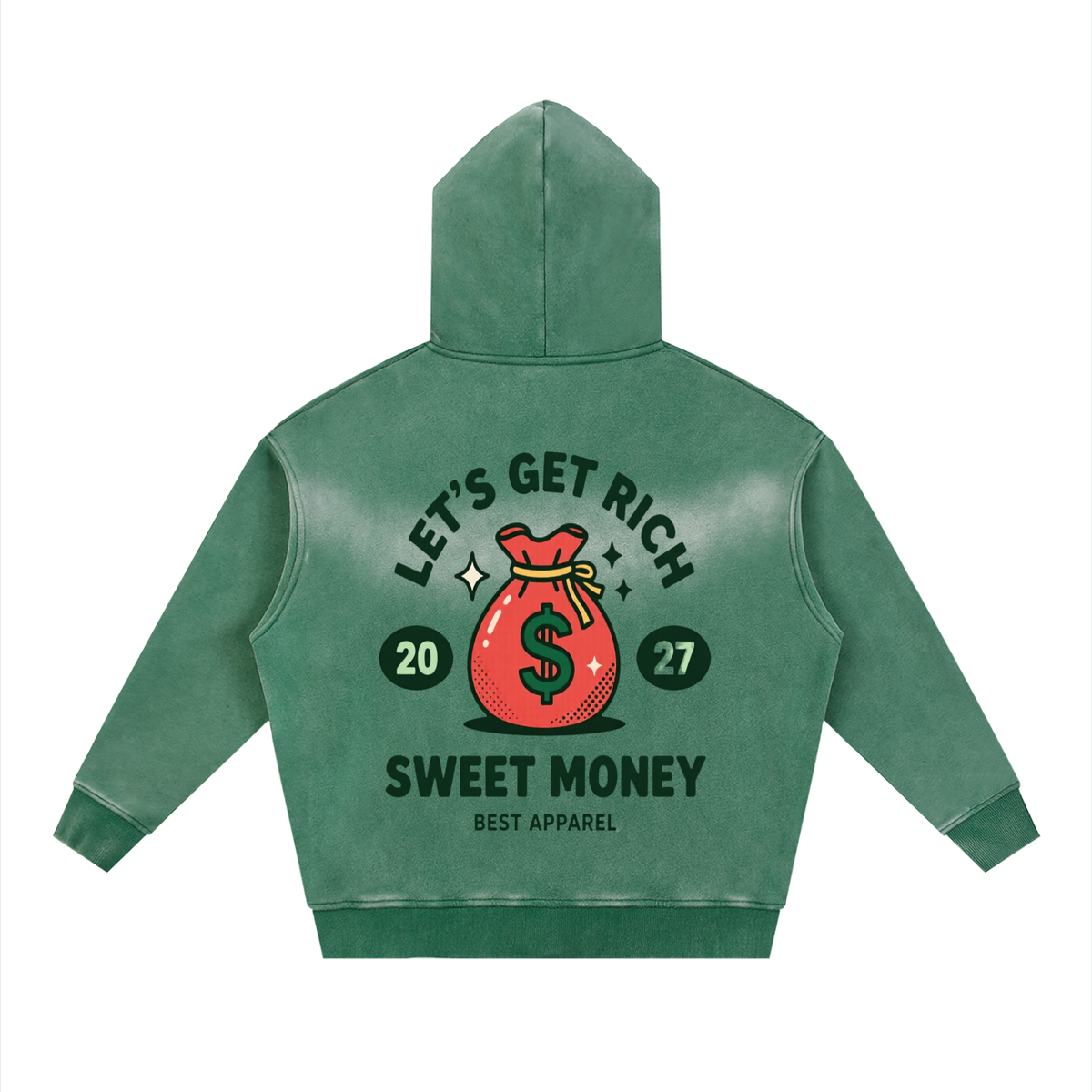Sunfade two-way zipper boxy fleece hoodie