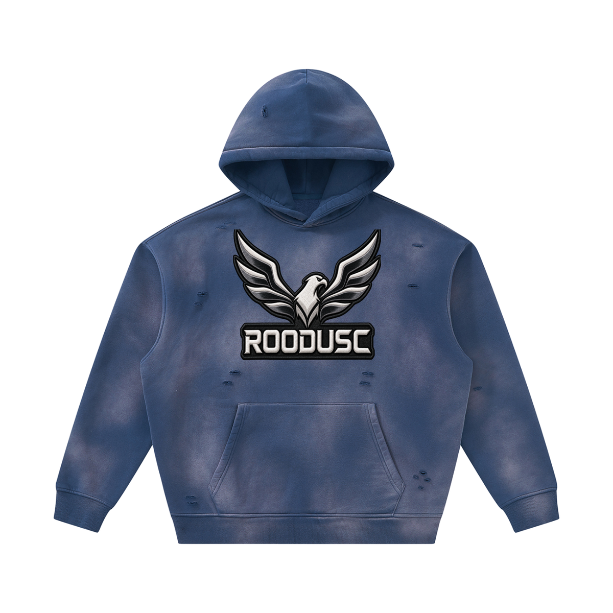 Sunfade two-way zipper boxy fleece hoodie