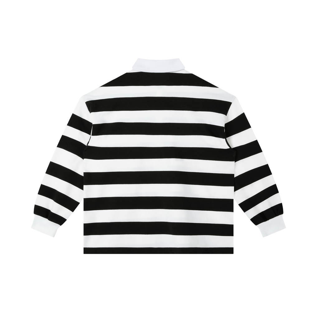 ROODUSC Striped Long-Sleeve Polo — Eagle Chest Emblem