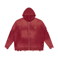 ROODUSC- Suéter unisex con cierre completo y acabado desgastado