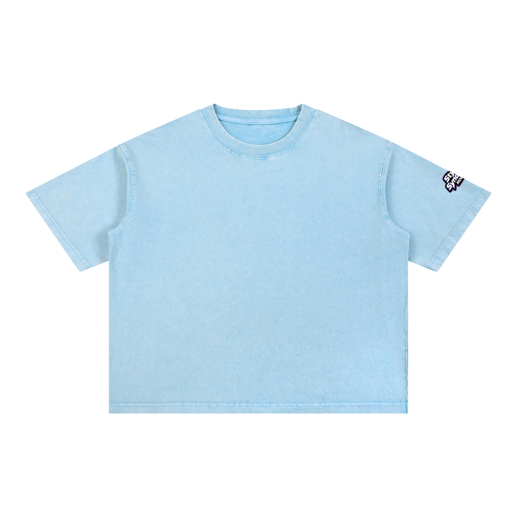 ROODUSC - Camiseta de algodón de corte cuadrado con lavado mineral