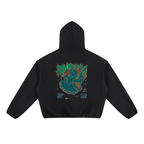 Sudadera con capucha unisex de tejido polar y corte cuadrado con ribetes
