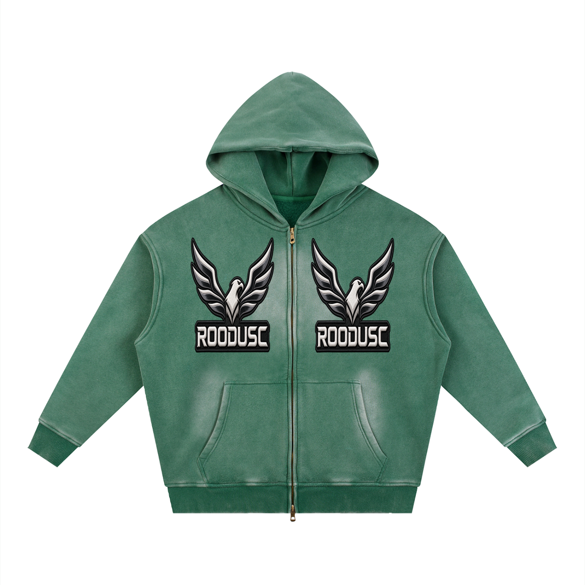 Sunfade two-way zipper boxy fleece hoodie