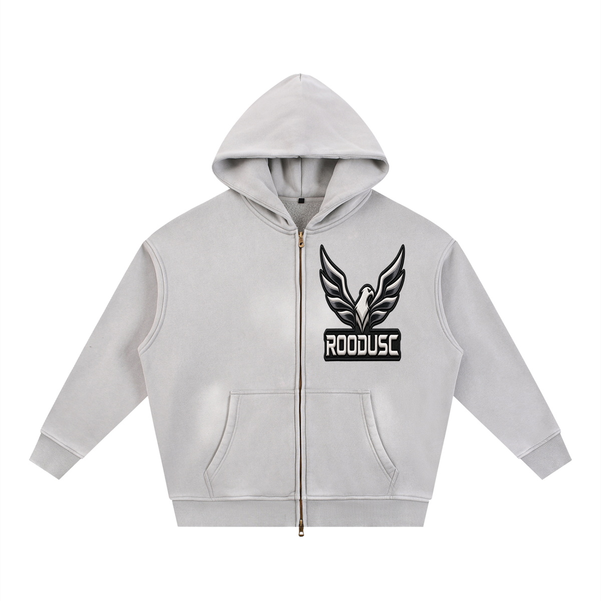 Sunfade two-way zipper boxy fleece hoodie