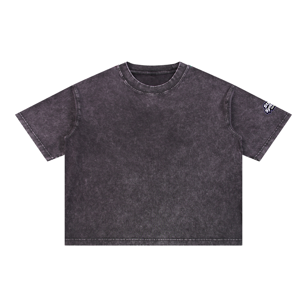 ROODUSC - Camiseta de algodón de corte cuadrado con lavado mineral