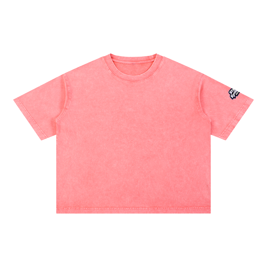 ROODUSC - Camiseta de algodón de corte cuadrado con lavado mineral
