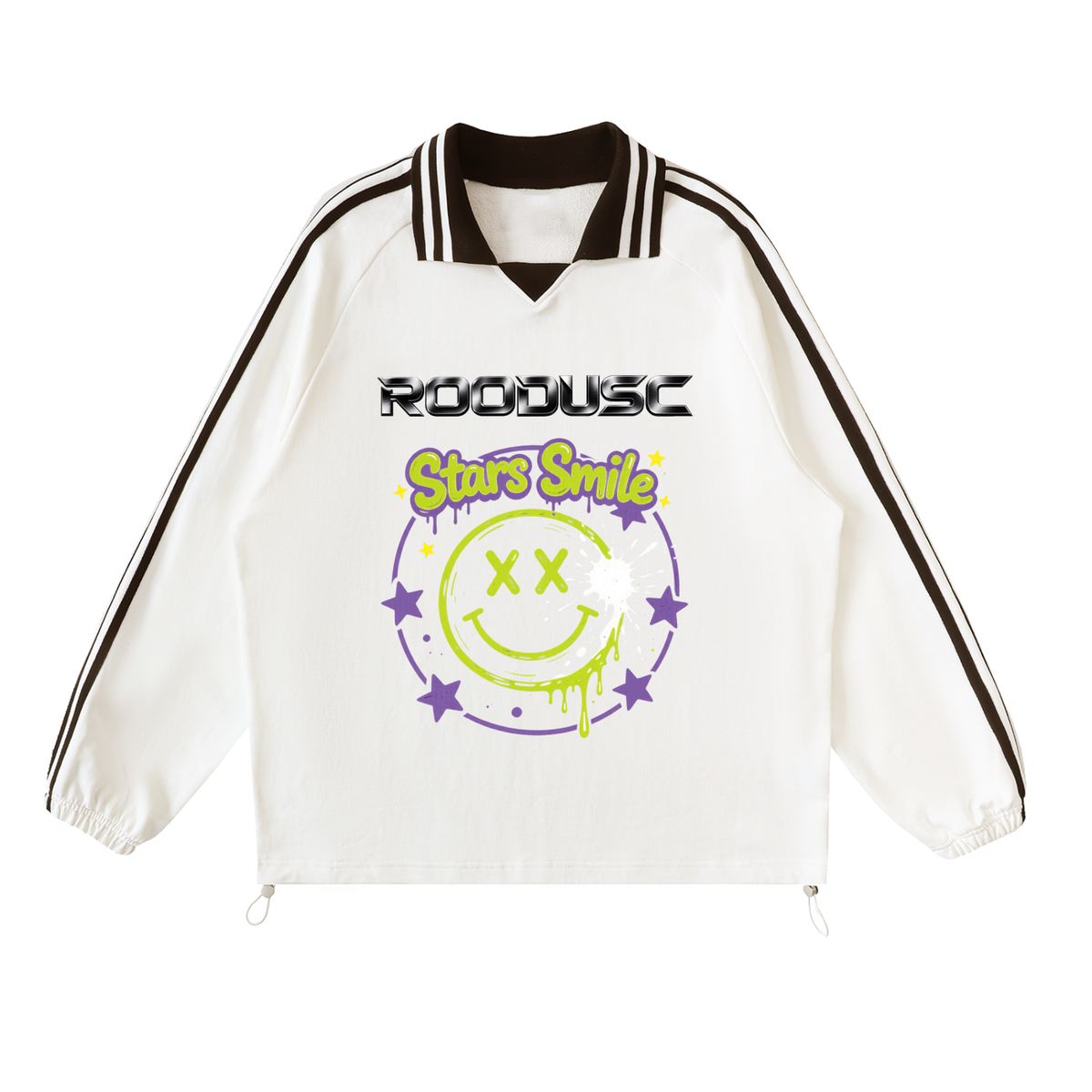 Contrast striped lapel collar sweatshirt