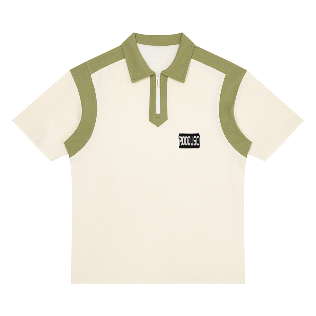 Unisex color block quarter zip polo shirt
