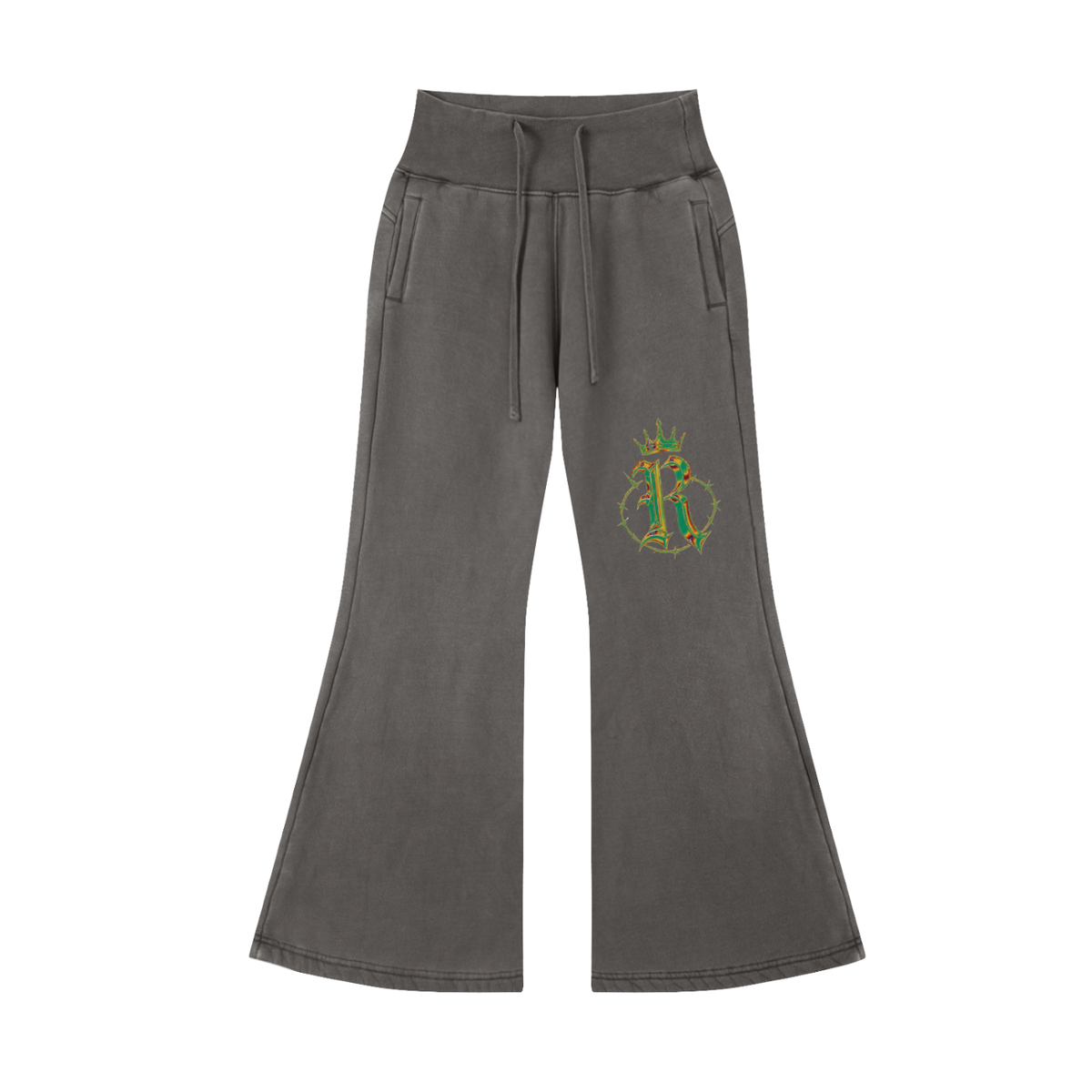 Vintage washed flared fleece pants