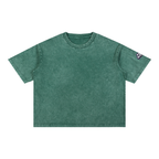 ROODUSC - Camiseta de algodón de corte cuadrado con lavado mineral