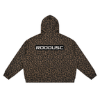 Sudadera unisex con cremallera completa y estampado de leopardo