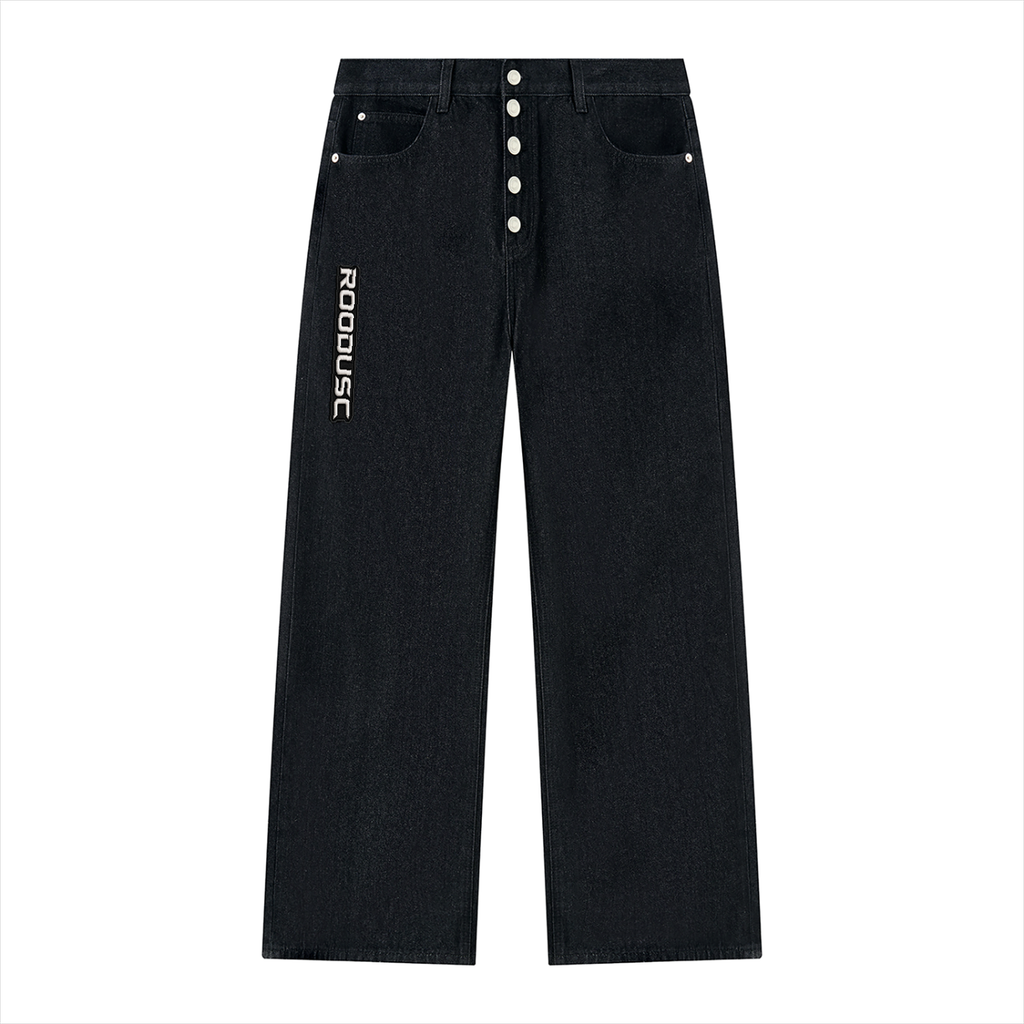 Men's vintage wash wide leg denim jeans