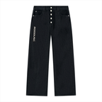 Men's vintage wash wide leg denim jeans