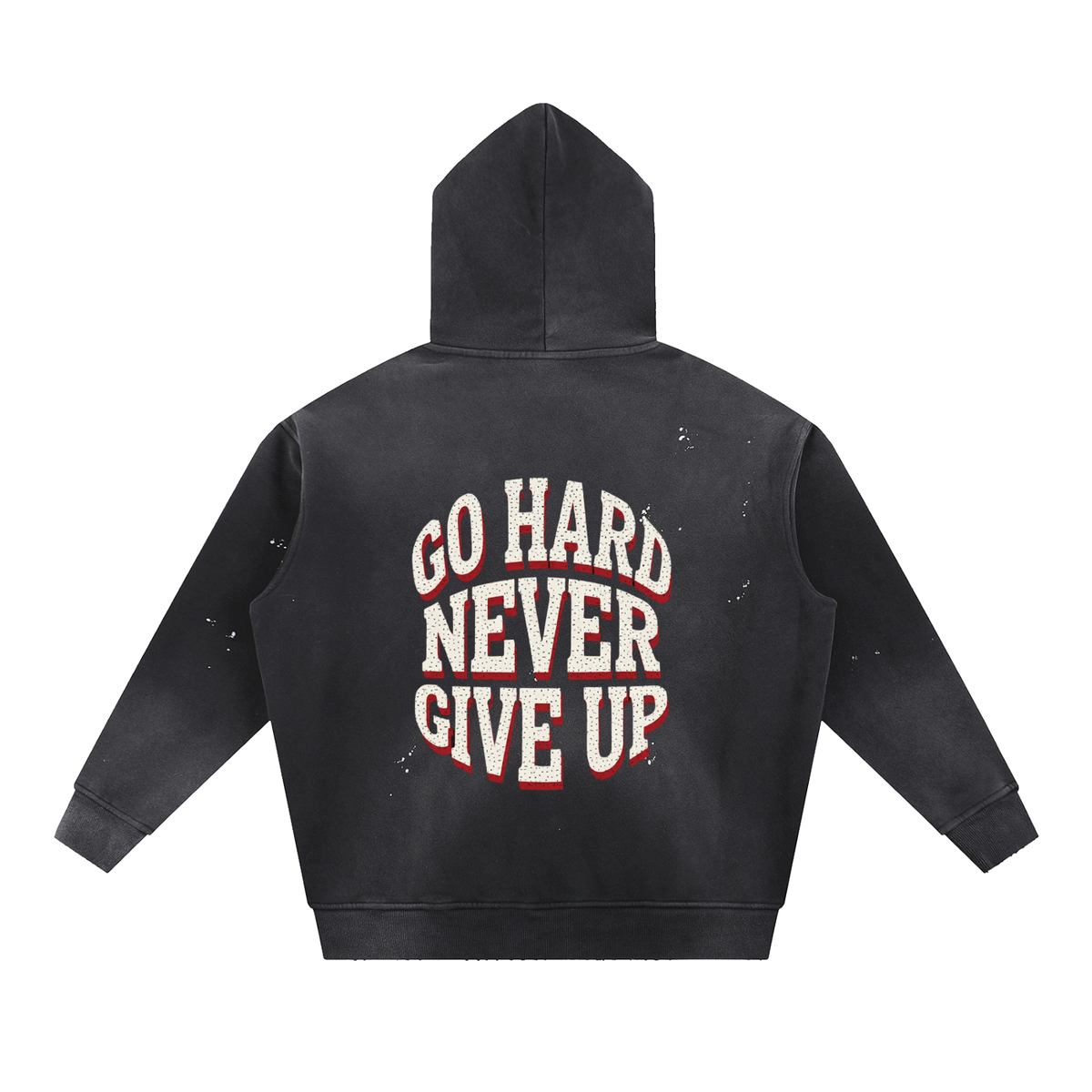 Vintage washed frayed fleece hoodie