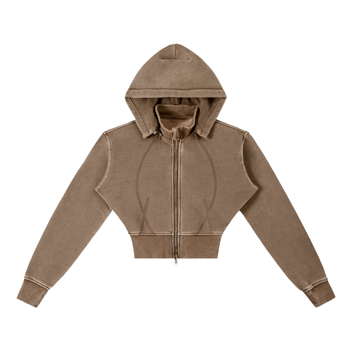 Vintage washed cropped fleece hoodie