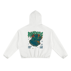 Sudadera con capucha unisex de tejido polar y corte cuadrado con ribetes